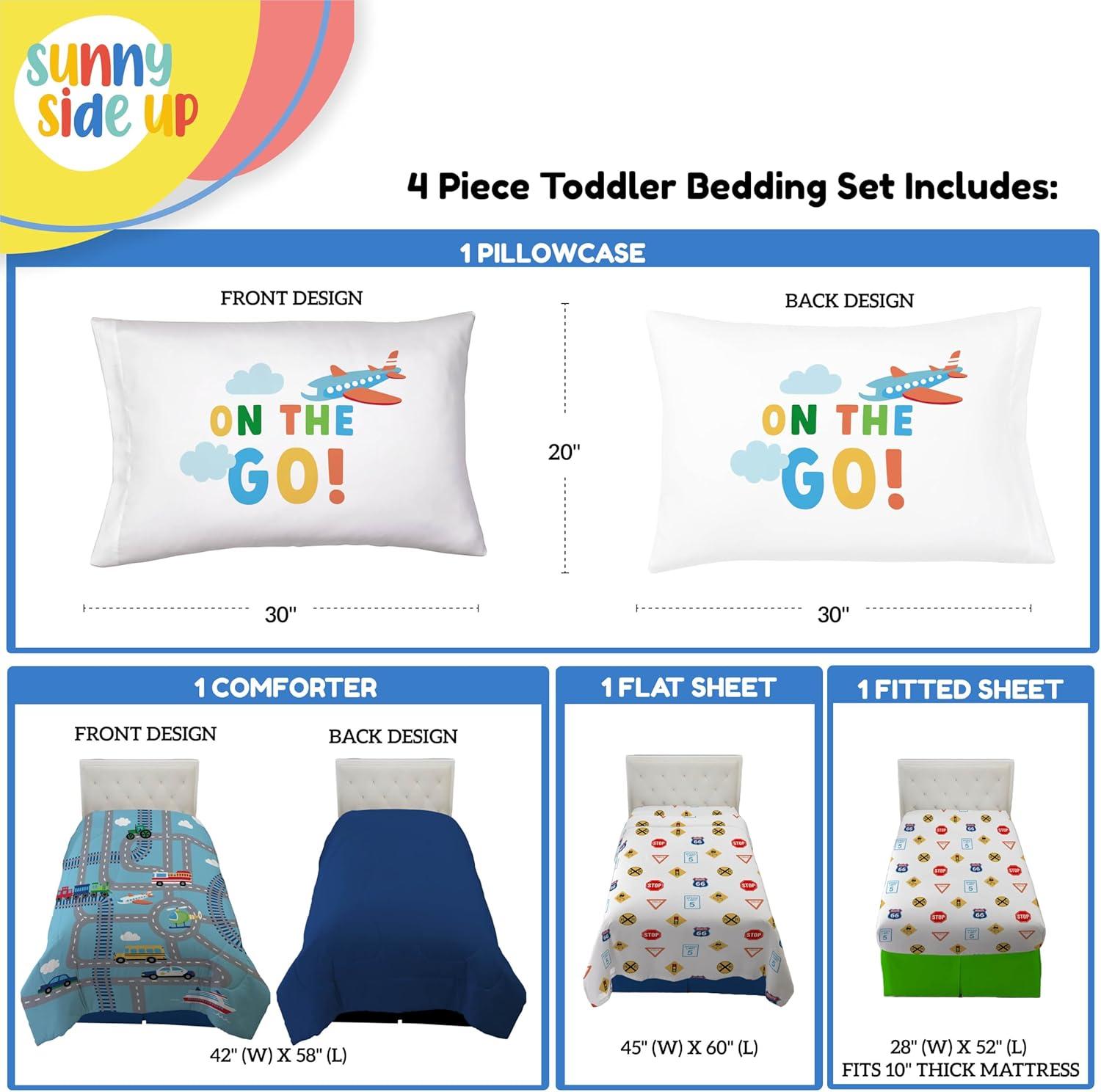 imageSunny Side Up Bluey amp Friends Toddler Comforter Set 4 Piece Preschool Bedding Includes Comforter Sheets amp Pillow Cover Super Soft Microfiber Bed SetBlue on the Go