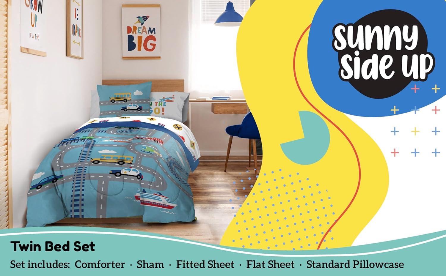 imageSunny Side Up Bluey amp Friends Toddler Comforter Set 4 Piece Preschool Bedding Includes Comforter Sheets amp Pillow Cover Super Soft Microfiber Bed SetBlue on the Go