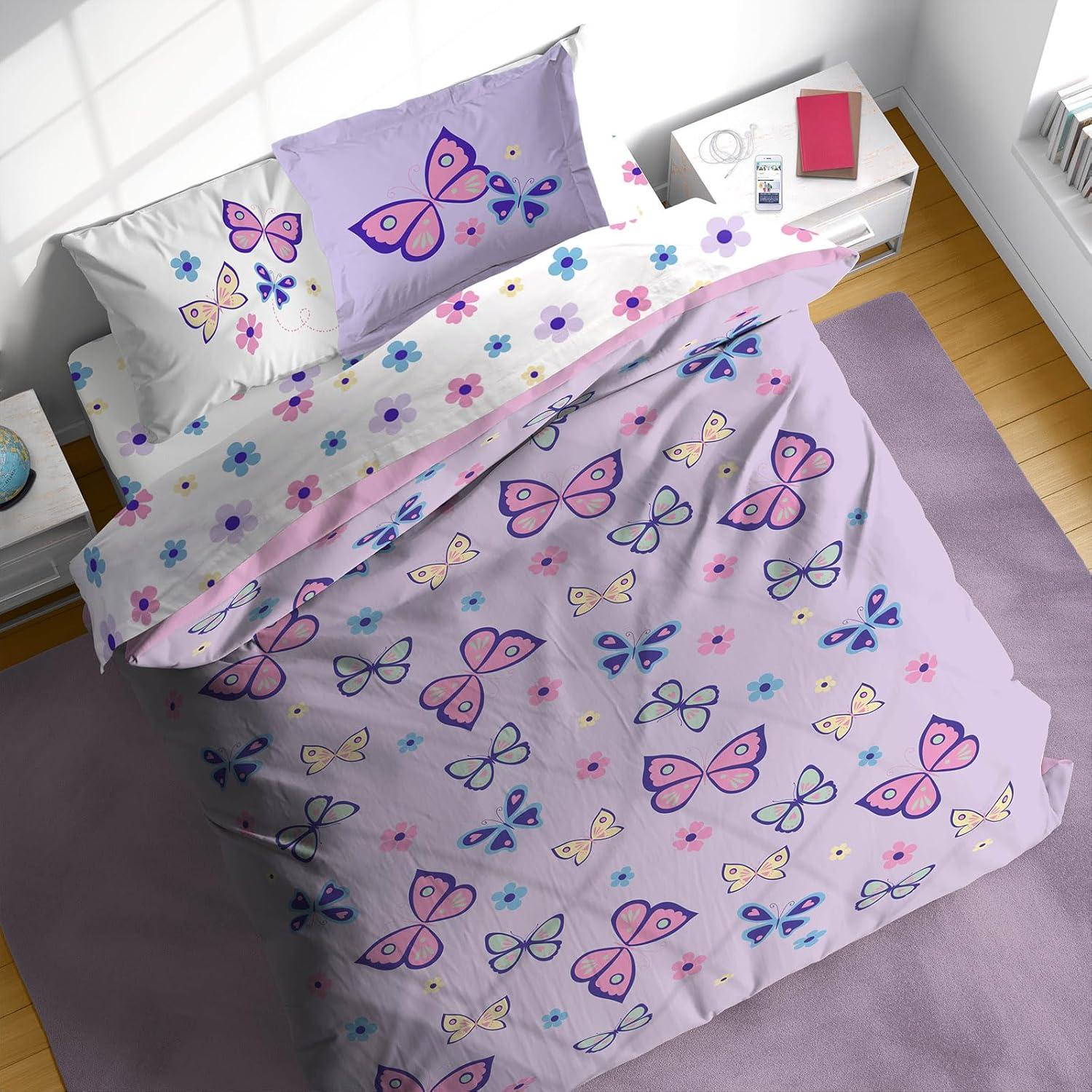imageSunny Side Up Bluey amp Friends Toddler Comforter Set 4 Piece Preschool Bedding Includes Comforter Sheets amp Pillow Cover Super Soft Microfiber Bed SetPurple Butterfly