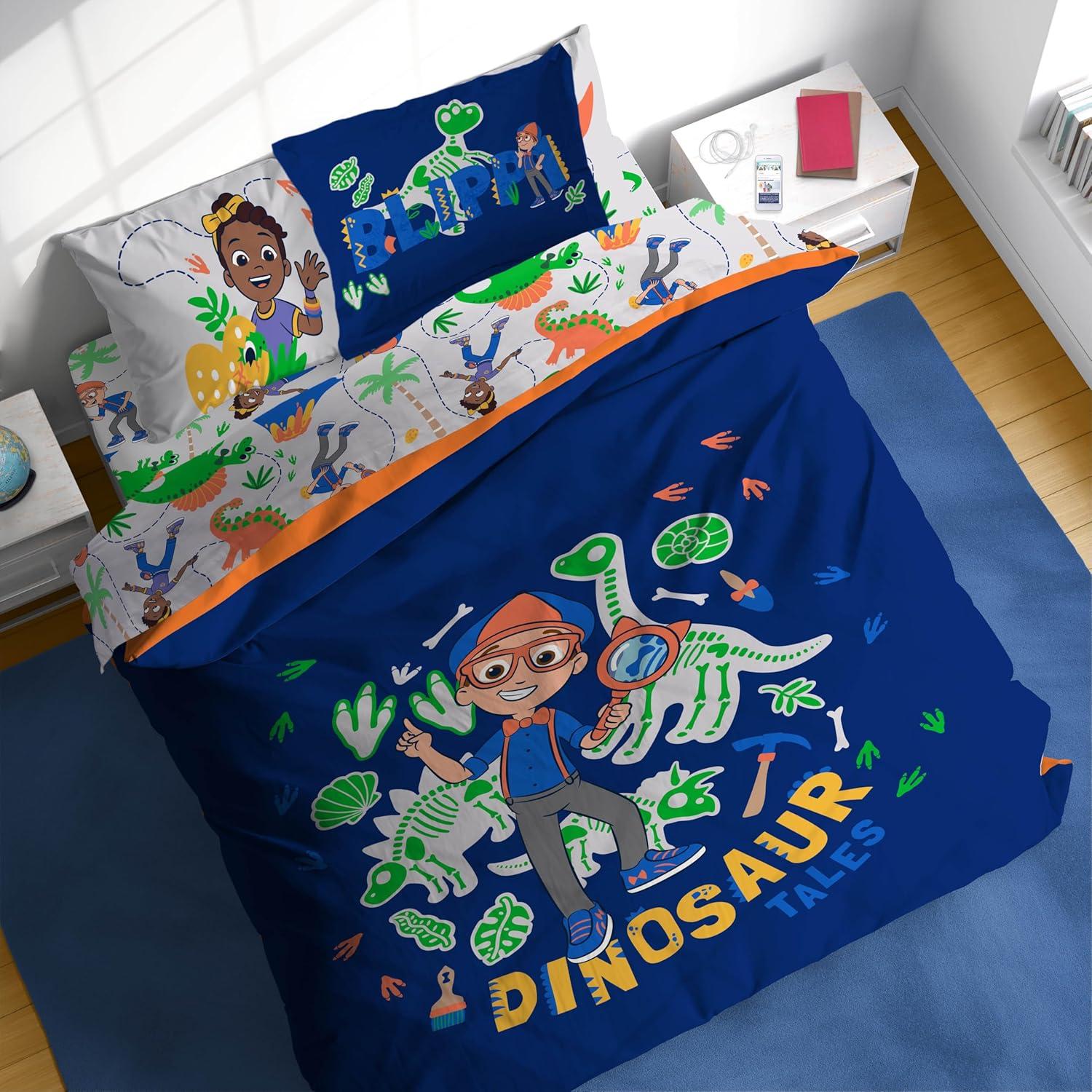 imageSunny Side Up Bluey amp Friends Toddler Comforter Set 4 Piece Preschool Bedding Includes Comforter Sheets amp Pillow Cover Super Soft Microfiber Bed SetBlue Blippi