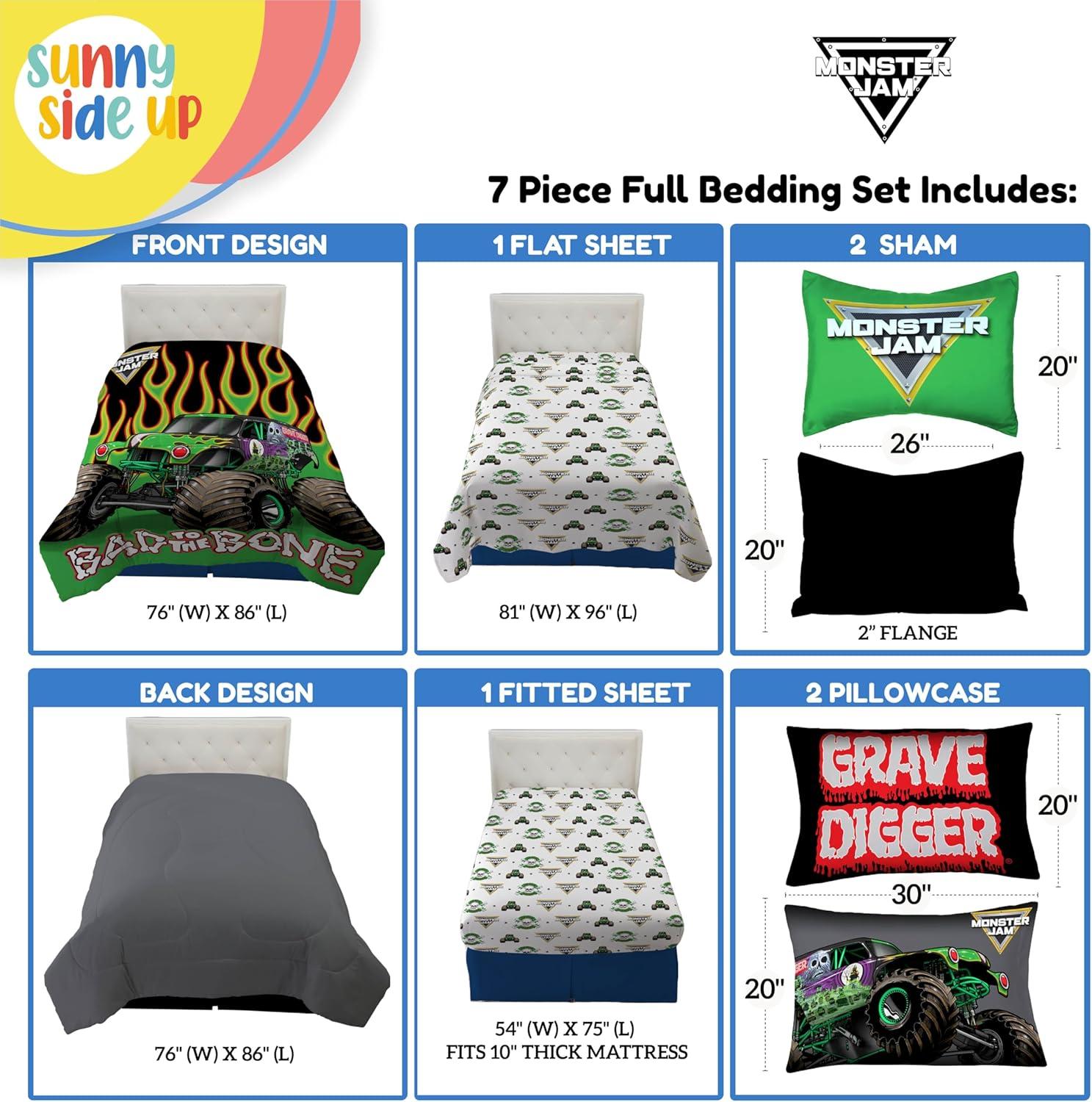 imageSunny Side Up Bluey amp Friends Toddler Comforter Set 4 Piece Preschool Bedding Includes Comforter Sheets amp Pillow Cover Super Soft Microfiber Bed SetMulti Monster Jam