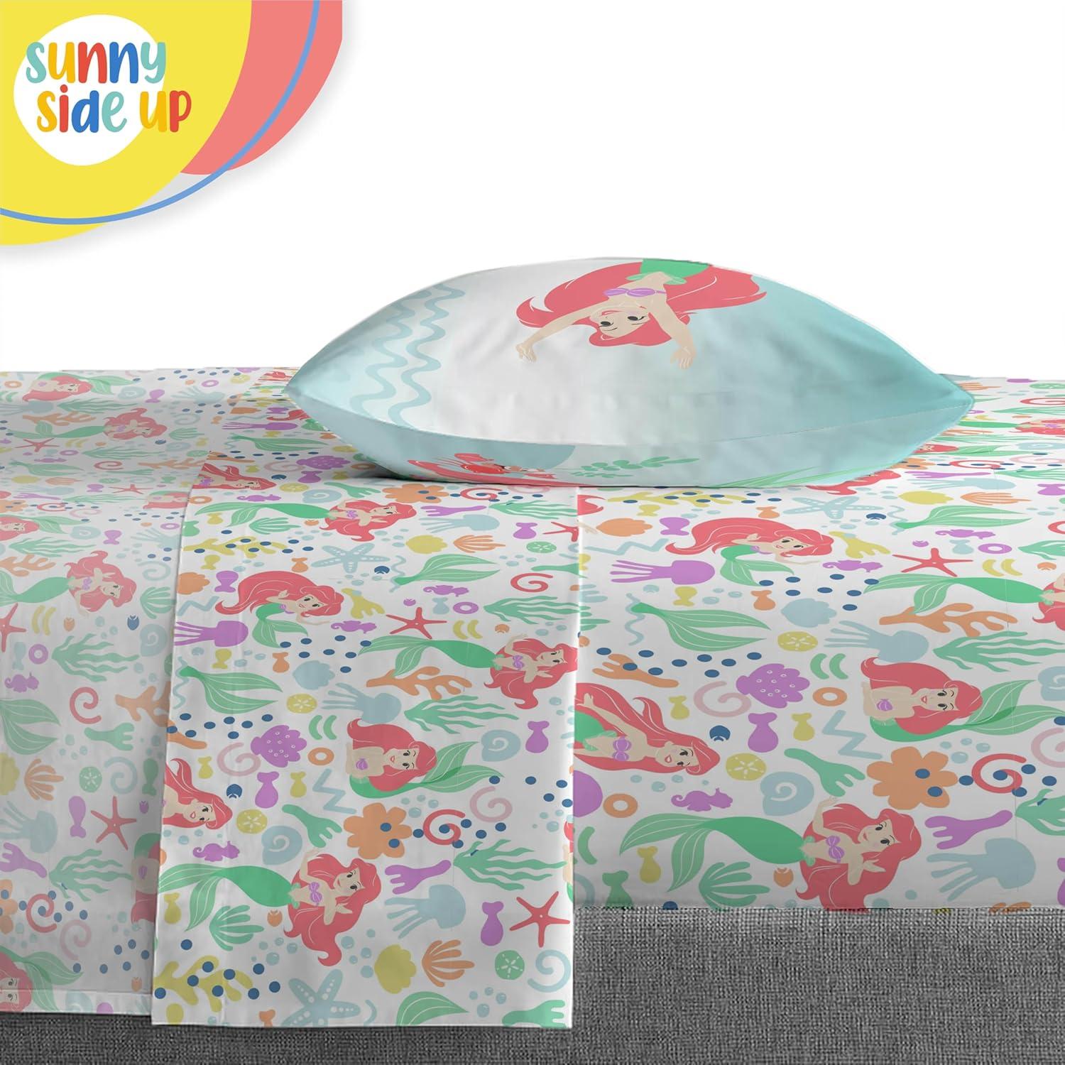 imageSunny Side Up Bluey amp Friends Toddler Comforter Set 4 Piece Preschool Bedding Includes Comforter Sheets amp Pillow Cover Super Soft Microfiber Bed SetMulti Little Mermaid