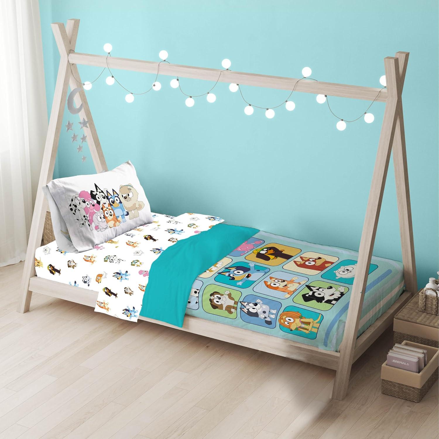 imageSunny Side Up Bluey amp Friends Toddler Comforter Set 4 Piece Preschool Bedding Includes Comforter Sheets amp Pillow Cover Super Soft Microfiber Bed SetMulti Bluey