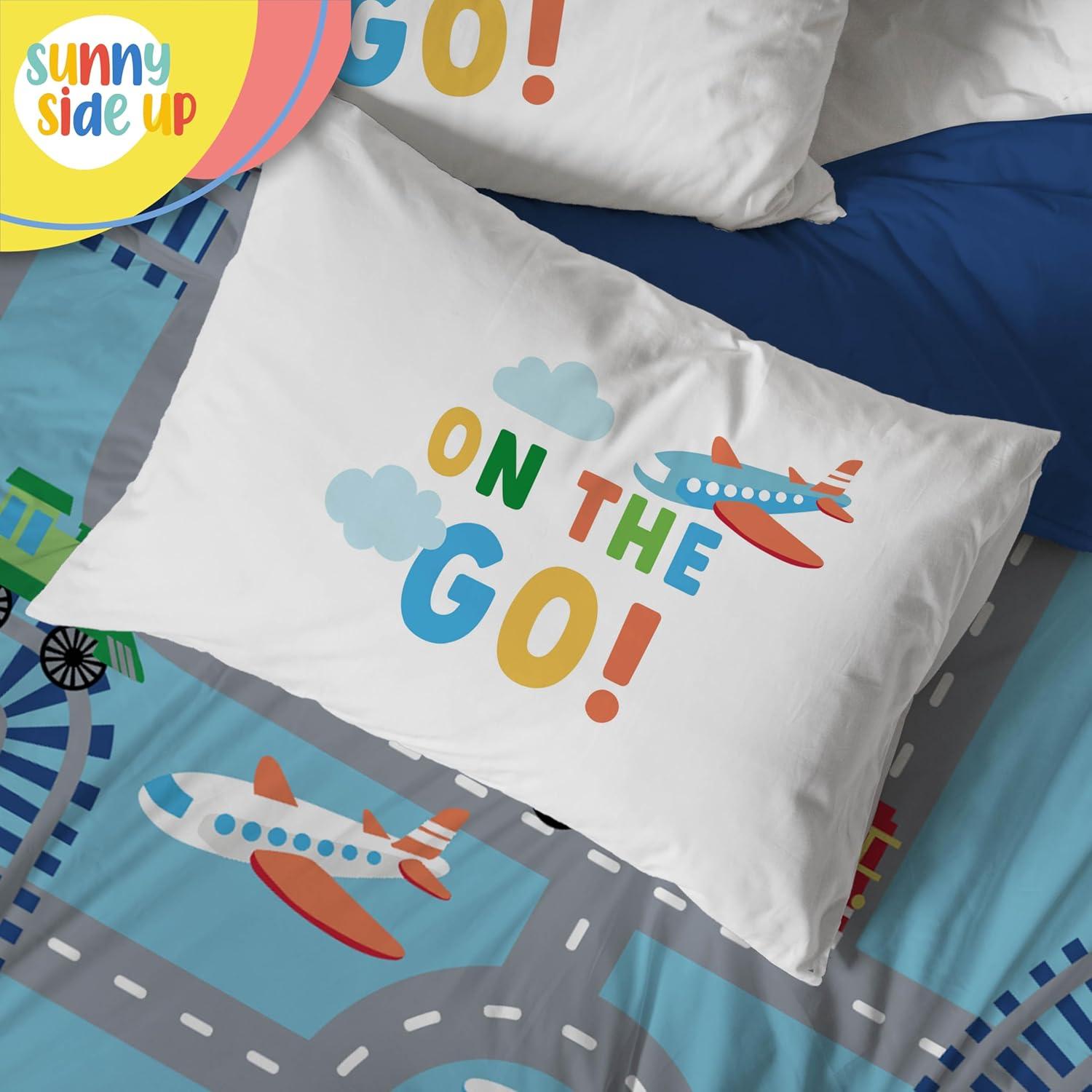 imageSunny Side Up Bluey amp Friends Toddler Comforter Set 4 Piece Preschool Bedding Includes Comforter Sheets amp Pillow Cover Super Soft Microfiber Bed SetBlue on the Go
