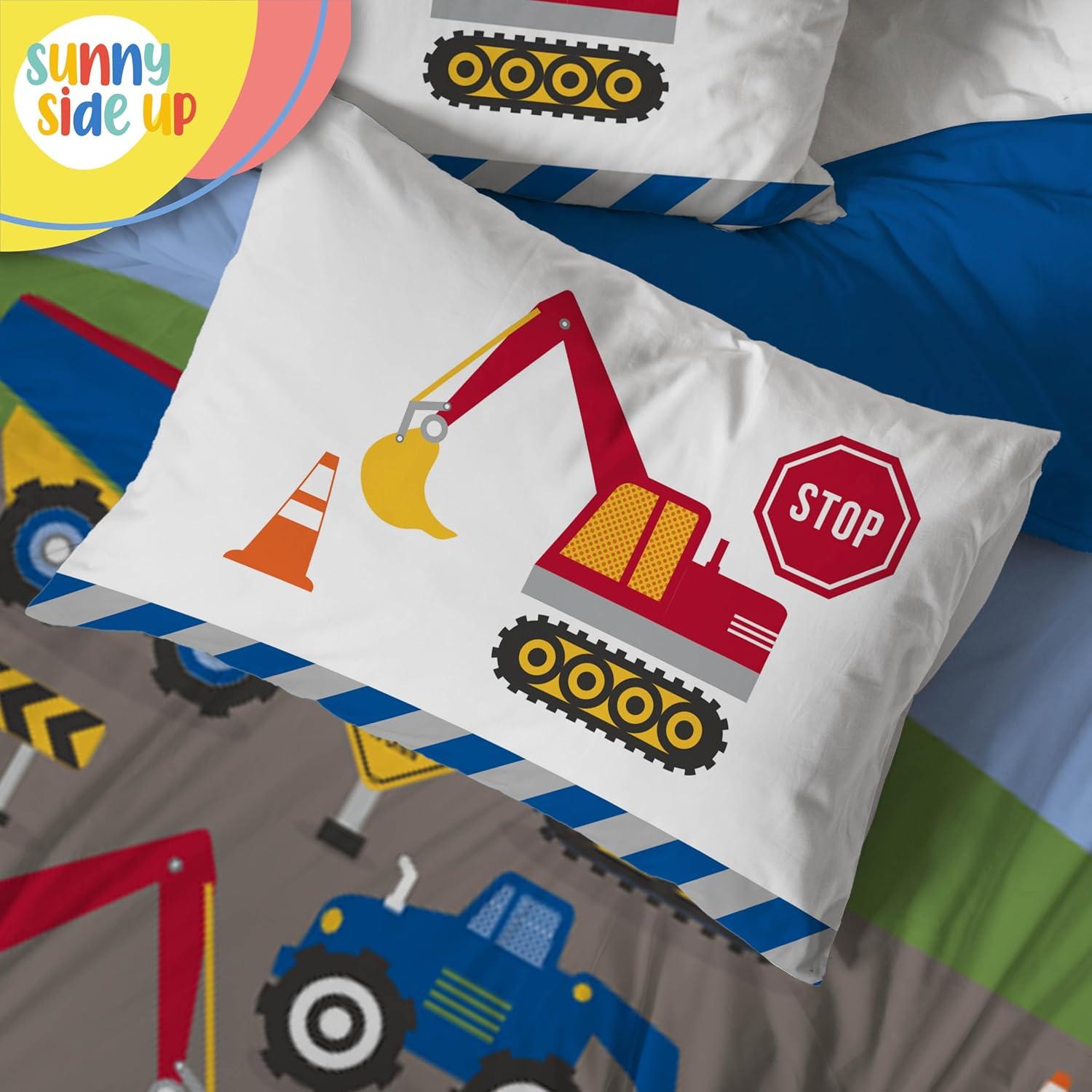 imageSunny Side Up Bluey amp Friends Toddler Comforter Set 4 Piece Preschool Bedding Includes Comforter Sheets amp Pillow Cover Super Soft Microfiber Bed SetMulti Construction Zone
