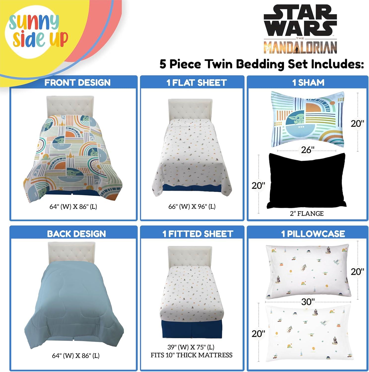 imageSunny Side Up Bluey amp Friends Toddler Comforter Set 4 Piece Preschool Bedding Includes Comforter Sheets amp Pillow Cover Super Soft Microfiber Bed SetMulti the Mandalorian