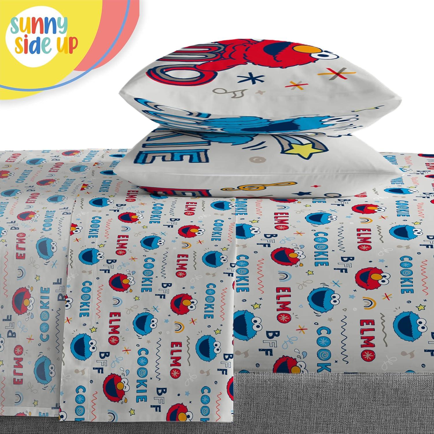 imageSunny Side Up Bluey amp Friends Toddler Comforter Set 4 Piece Preschool Bedding Includes Comforter Sheets amp Pillow Cover Super Soft Microfiber Bed SetBlue Sesame Street