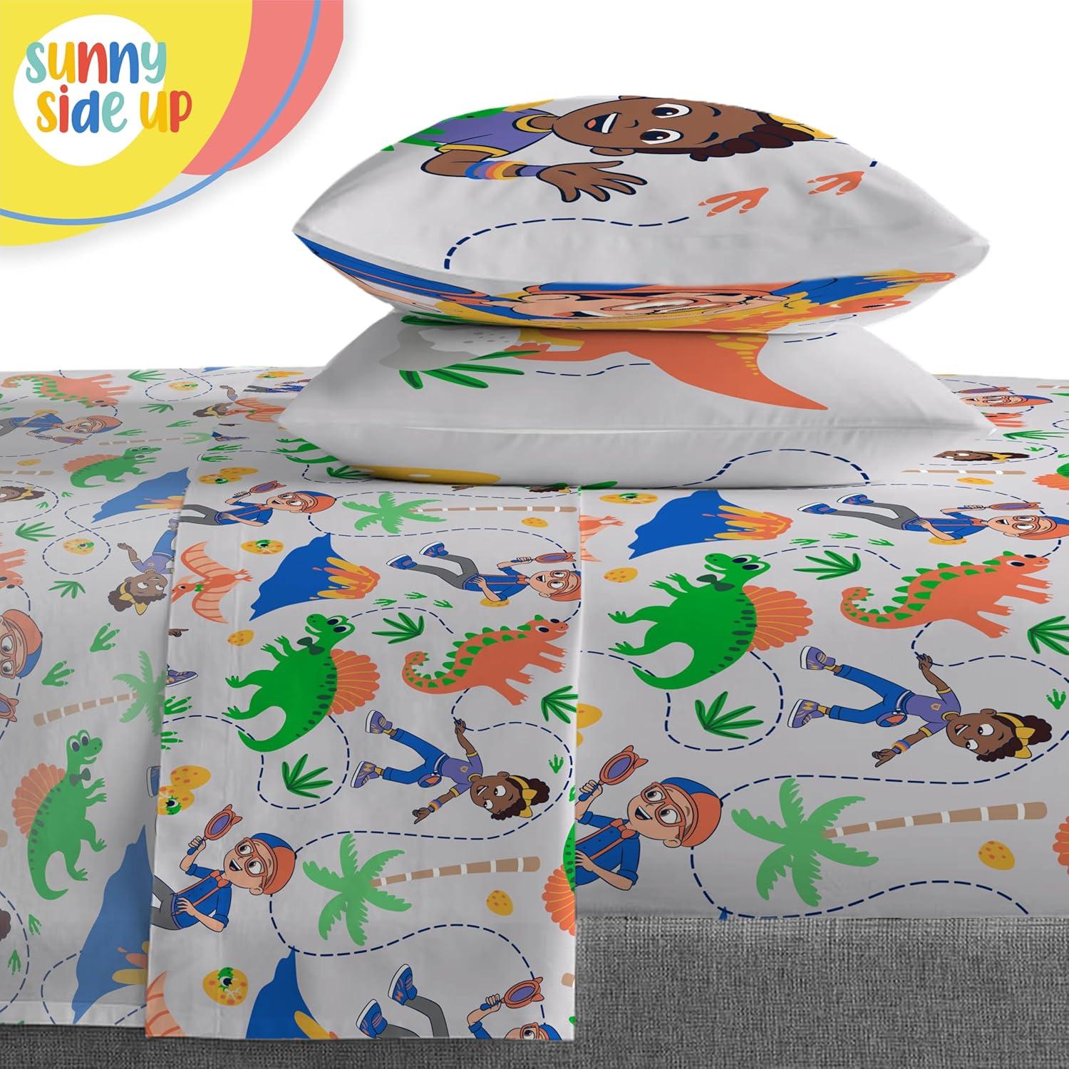 imageSunny Side Up Bluey amp Friends Toddler Comforter Set 4 Piece Preschool Bedding Includes Comforter Sheets amp Pillow Cover Super Soft Microfiber Bed SetBlue Blippi