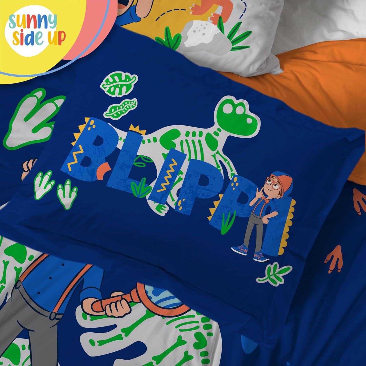 imageSunny Side Up Bluey amp Friends Toddler Comforter Set 4 Piece Preschool Bedding Includes Comforter Sheets amp Pillow Cover Super Soft Microfiber Bed SetBlue Blippi