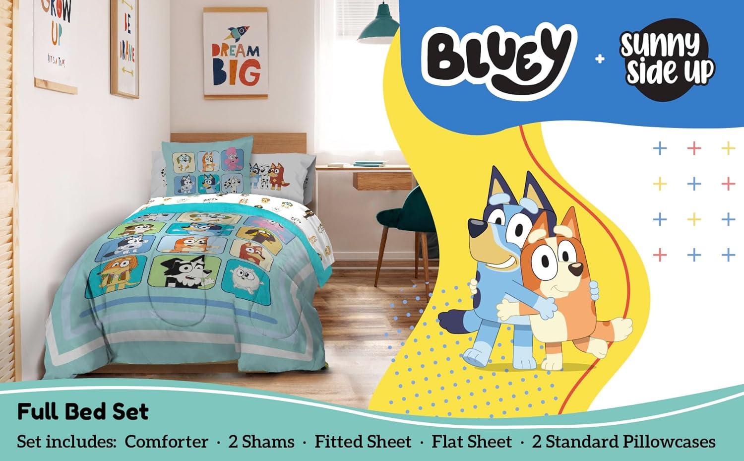 imageSunny Side Up Bluey amp Friends Toddler Comforter Set 4 Piece Preschool Bedding Includes Comforter Sheets amp Pillow Cover Super Soft Microfiber Bed SetMulti Bluey