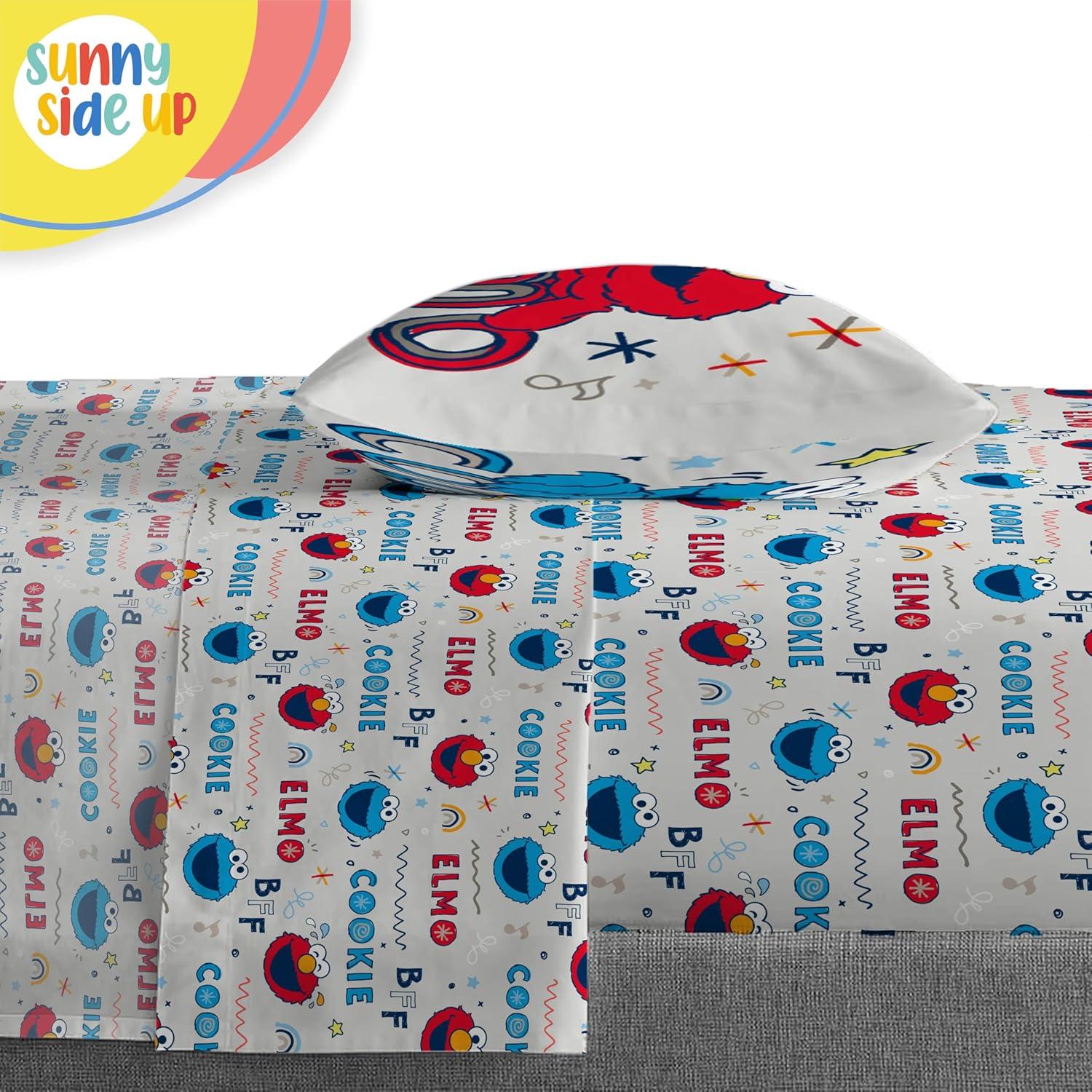imageSunny Side Up Bluey amp Friends Toddler Comforter Set 4 Piece Preschool Bedding Includes Comforter Sheets amp Pillow Cover Super Soft Microfiber Bed SetBlue Sesame Street