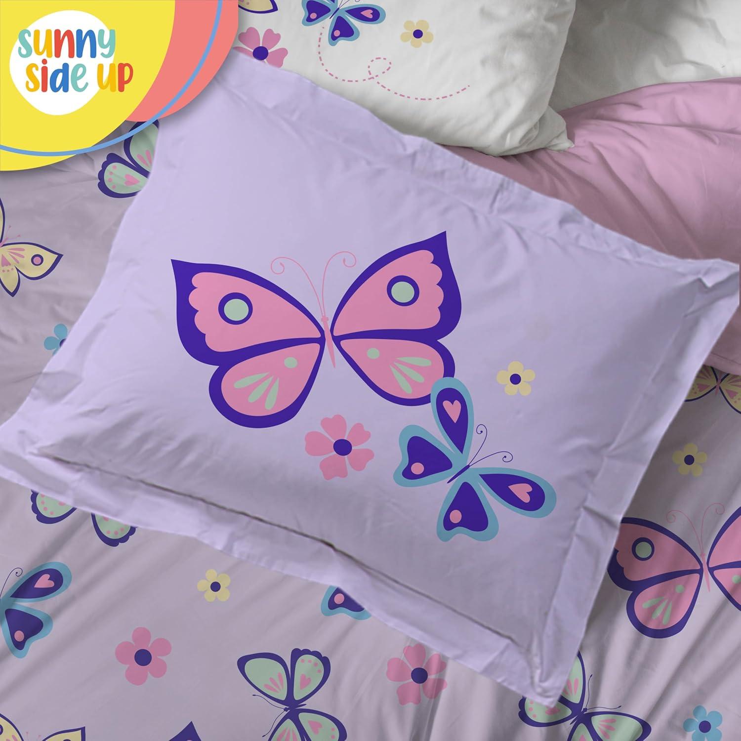 imageSunny Side Up Bluey amp Friends Toddler Comforter Set 4 Piece Preschool Bedding Includes Comforter Sheets amp Pillow Cover Super Soft Microfiber Bed SetPurple Butterfly