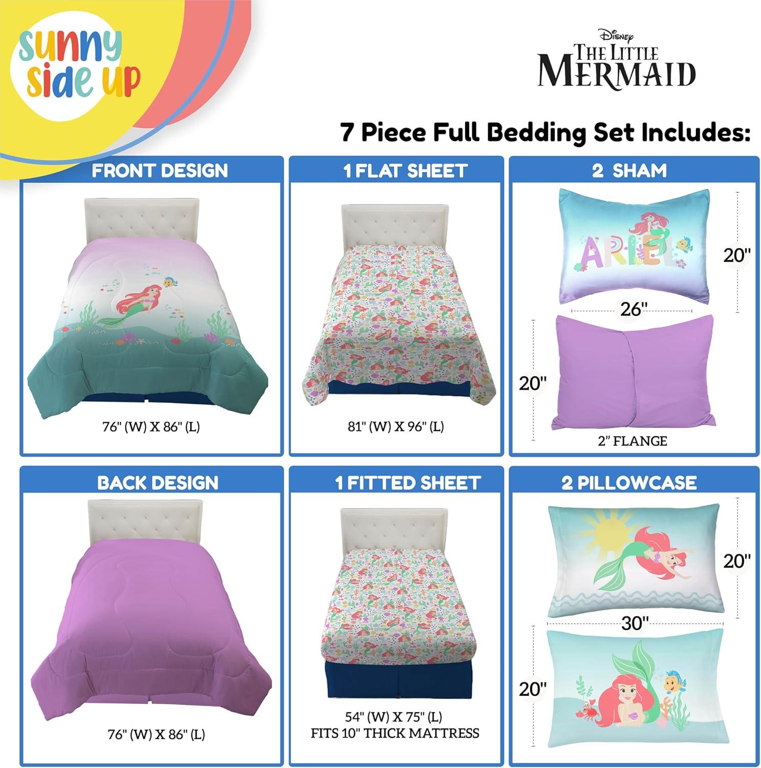 imageSunny Side Up Bluey amp Friends Toddler Comforter Set 4 Piece Preschool Bedding Includes Comforter Sheets amp Pillow Cover Super Soft Microfiber Bed SetMulti Little Mermaid
