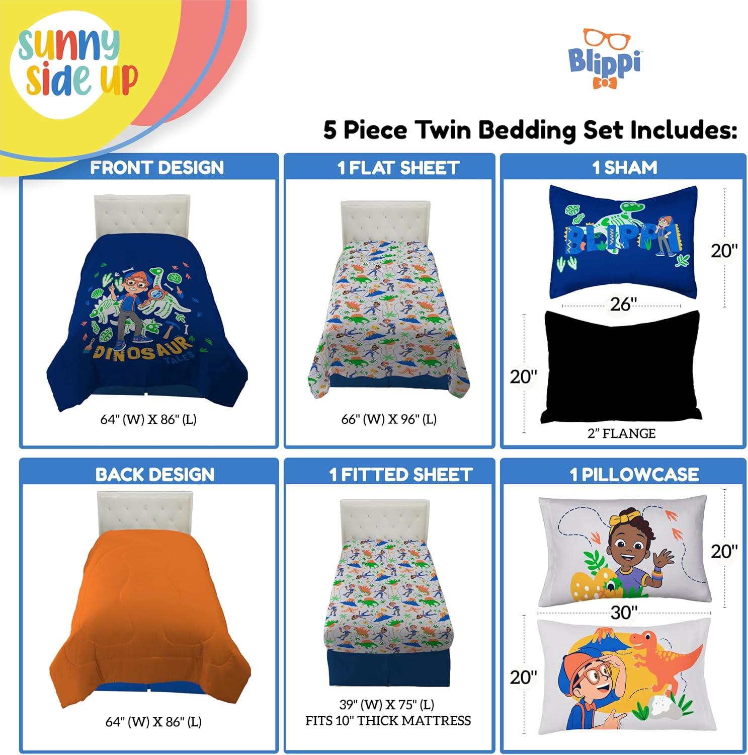 imageSunny Side Up Bluey amp Friends Toddler Comforter Set 4 Piece Preschool Bedding Includes Comforter Sheets amp Pillow Cover Super Soft Microfiber Bed SetBlue Blippi