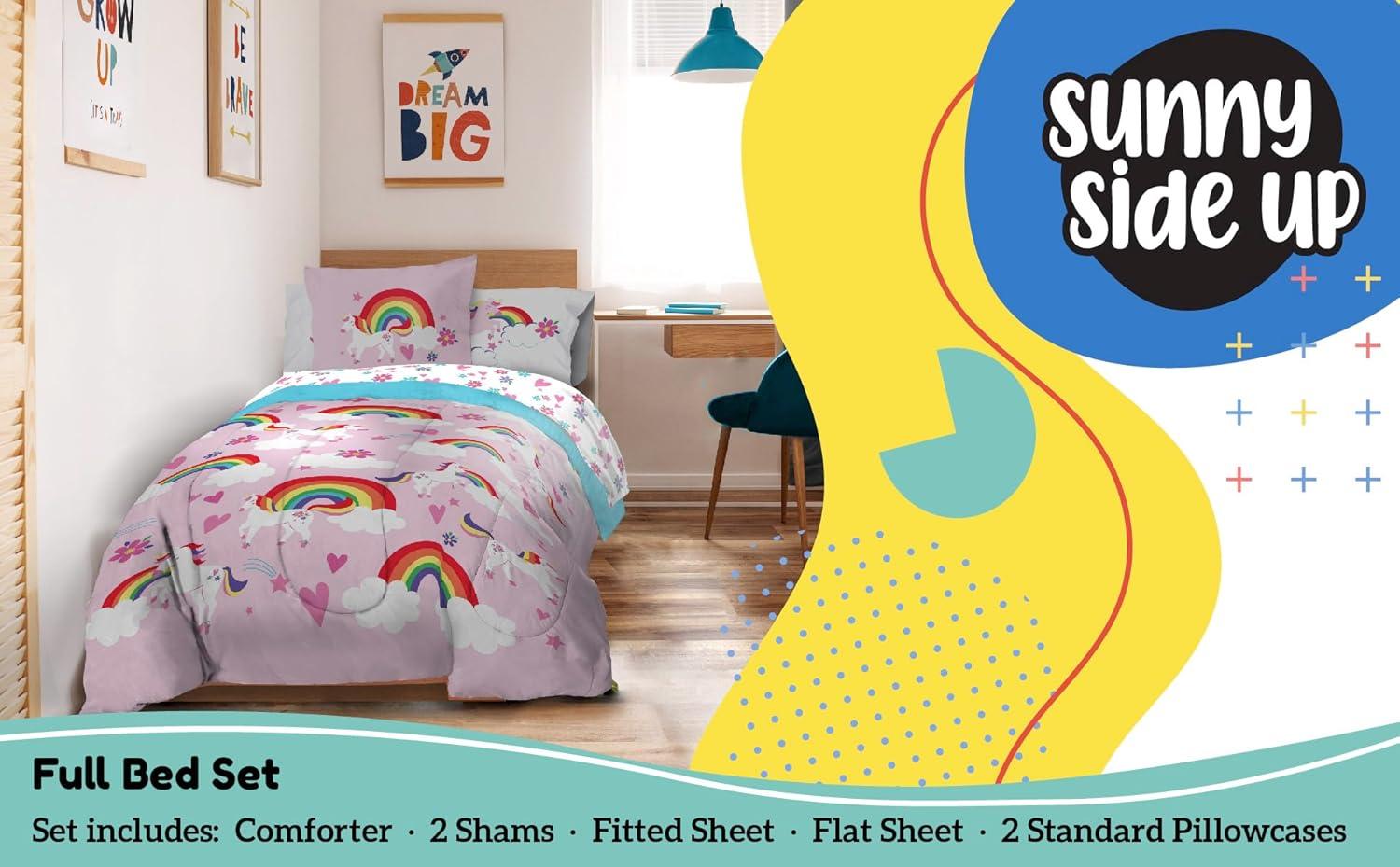imageSunny Side Up Bluey amp Friends Toddler Comforter Set 4 Piece Preschool Bedding Includes Comforter Sheets amp Pillow Cover Super Soft Microfiber Bed SetPink Rainbow Unicorns