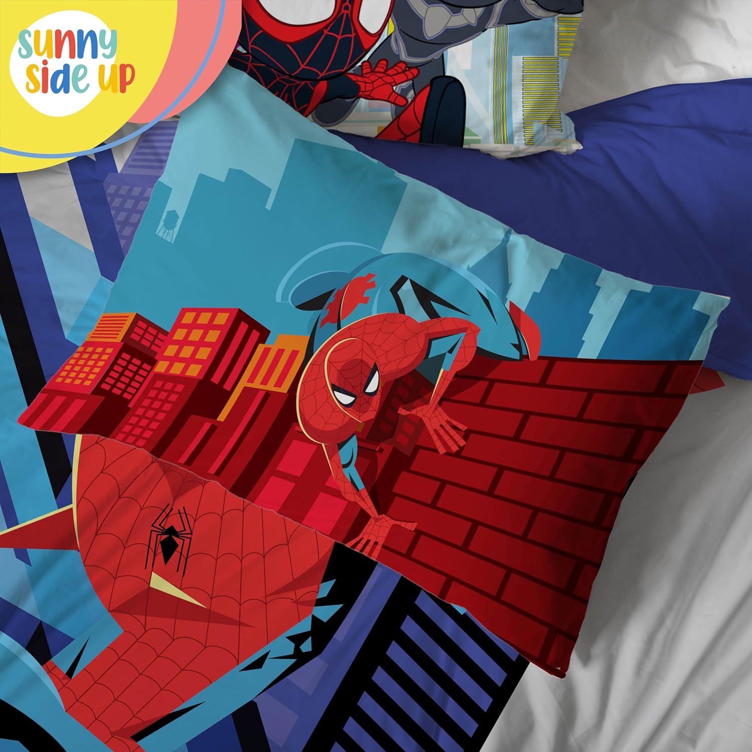 imageSunny Side Up Bluey amp Friends Toddler Comforter Set 4 Piece Preschool Bedding Includes Comforter Sheets amp Pillow Cover Super Soft Microfiber Bed SetGray Spiderman