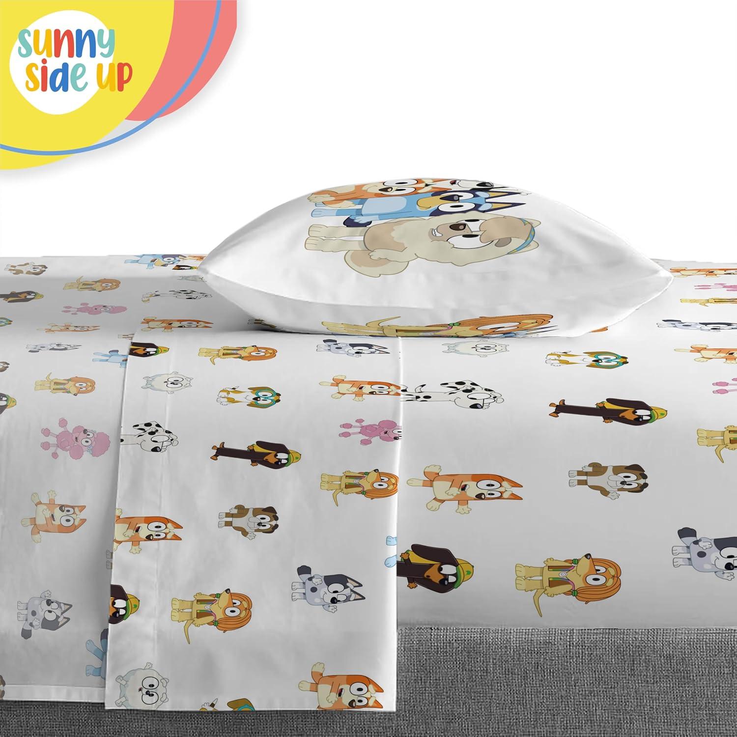 imageSunny Side Up Bluey amp Friends Toddler Comforter Set 4 Piece Preschool Bedding Includes Comforter Sheets amp Pillow Cover Super Soft Microfiber Bed SetMulti Bluey