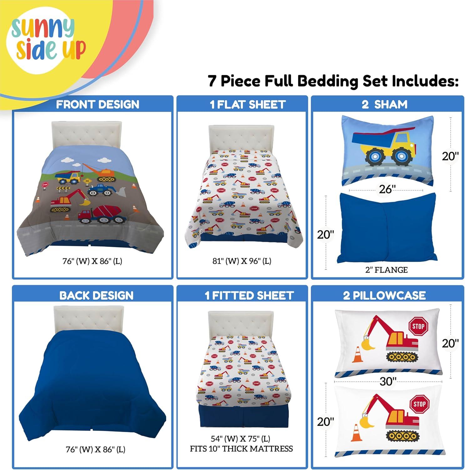 imageSunny Side Up Bluey amp Friends Toddler Comforter Set 4 Piece Preschool Bedding Includes Comforter Sheets amp Pillow Cover Super Soft Microfiber Bed SetMulti Construction Zone