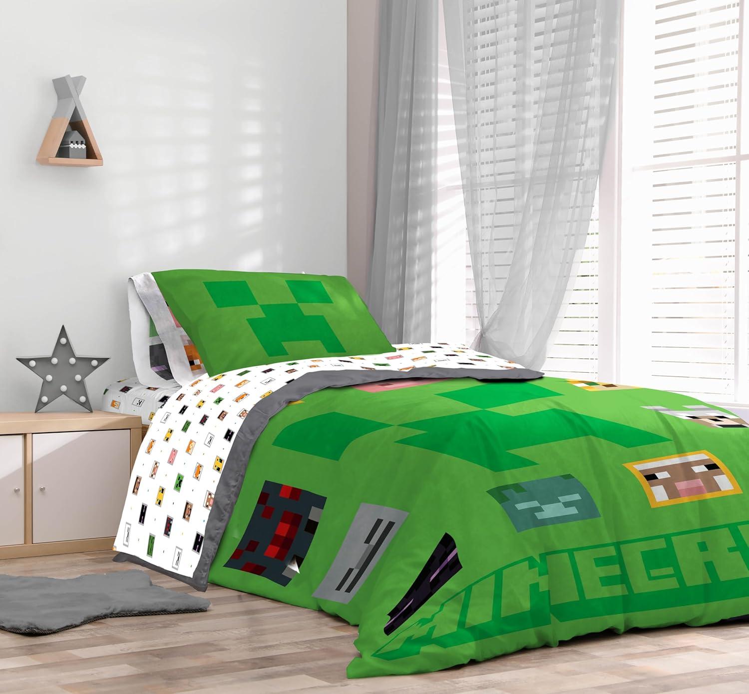 imageSunny Side Up Bluey amp Friends Toddler Comforter Set 4 Piece Preschool Bedding Includes Comforter Sheets amp Pillow Cover Super Soft Microfiber Bed SetGreen Minecraft