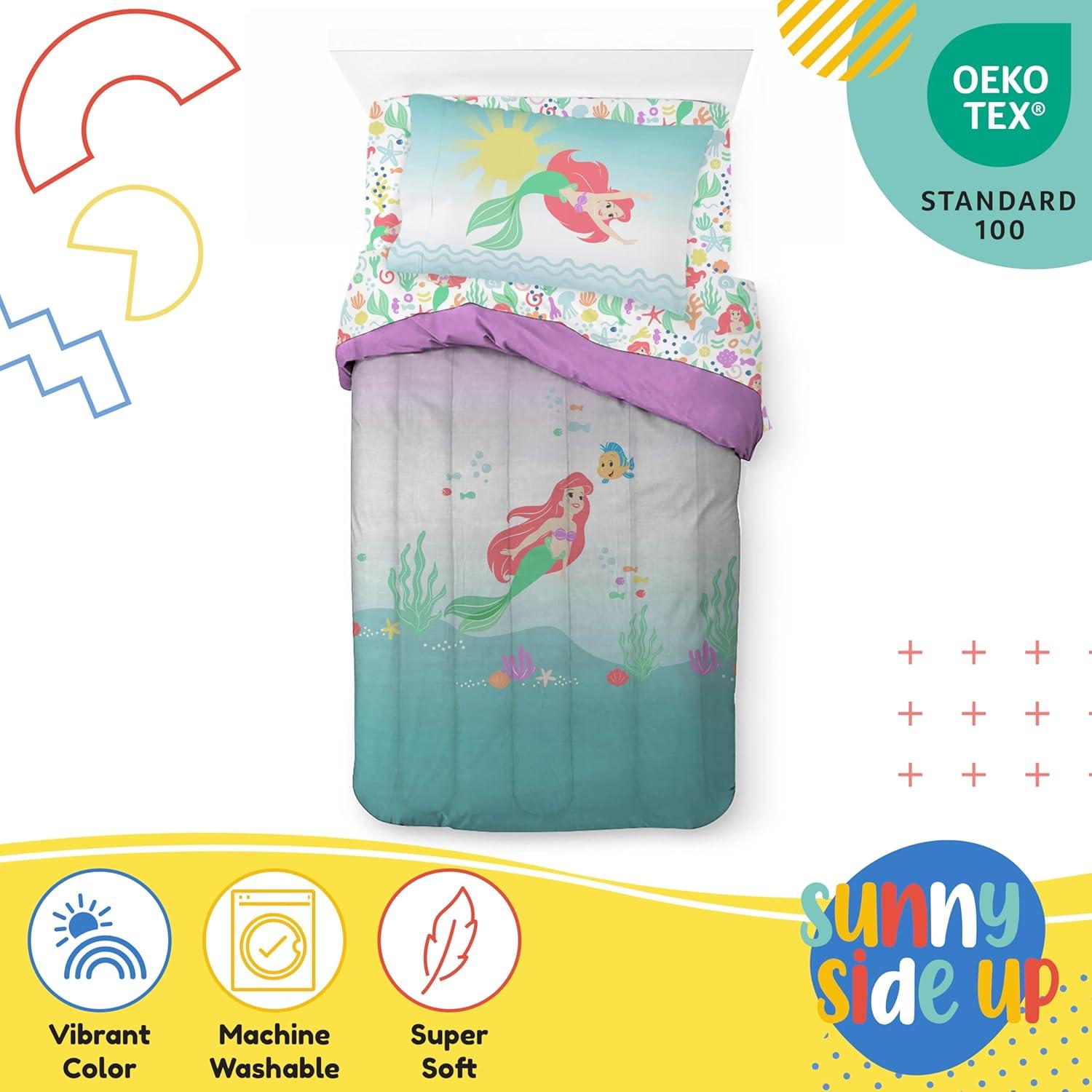 imageSunny Side Up Bluey amp Friends Toddler Comforter Set 4 Piece Preschool Bedding Includes Comforter Sheets amp Pillow Cover Super Soft Microfiber Bed SetMulti Little Mermaid