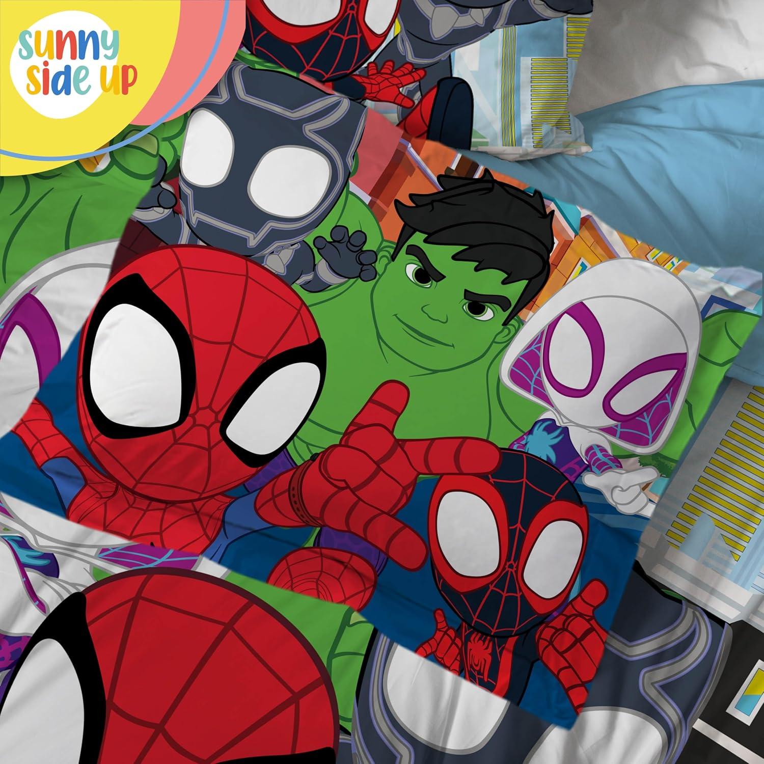 imageSunny Side Up Bluey amp Friends Toddler Comforter Set 4 Piece Preschool Bedding Includes Comforter Sheets amp Pillow Cover Super Soft Microfiber Bed SetMulti Spidey Friends