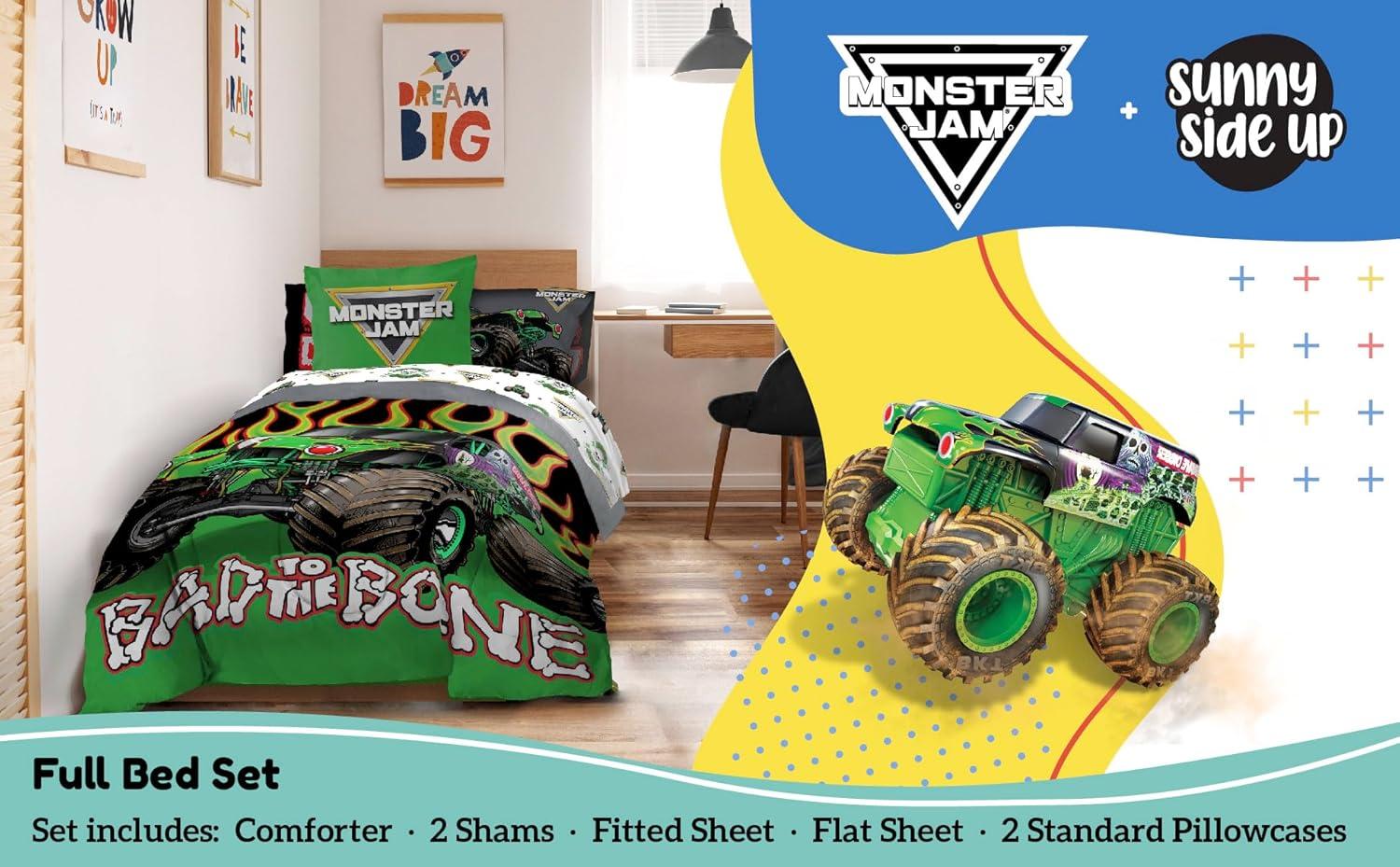 imageSunny Side Up Bluey amp Friends Toddler Comforter Set 4 Piece Preschool Bedding Includes Comforter Sheets amp Pillow Cover Super Soft Microfiber Bed SetMulti Monster Jam