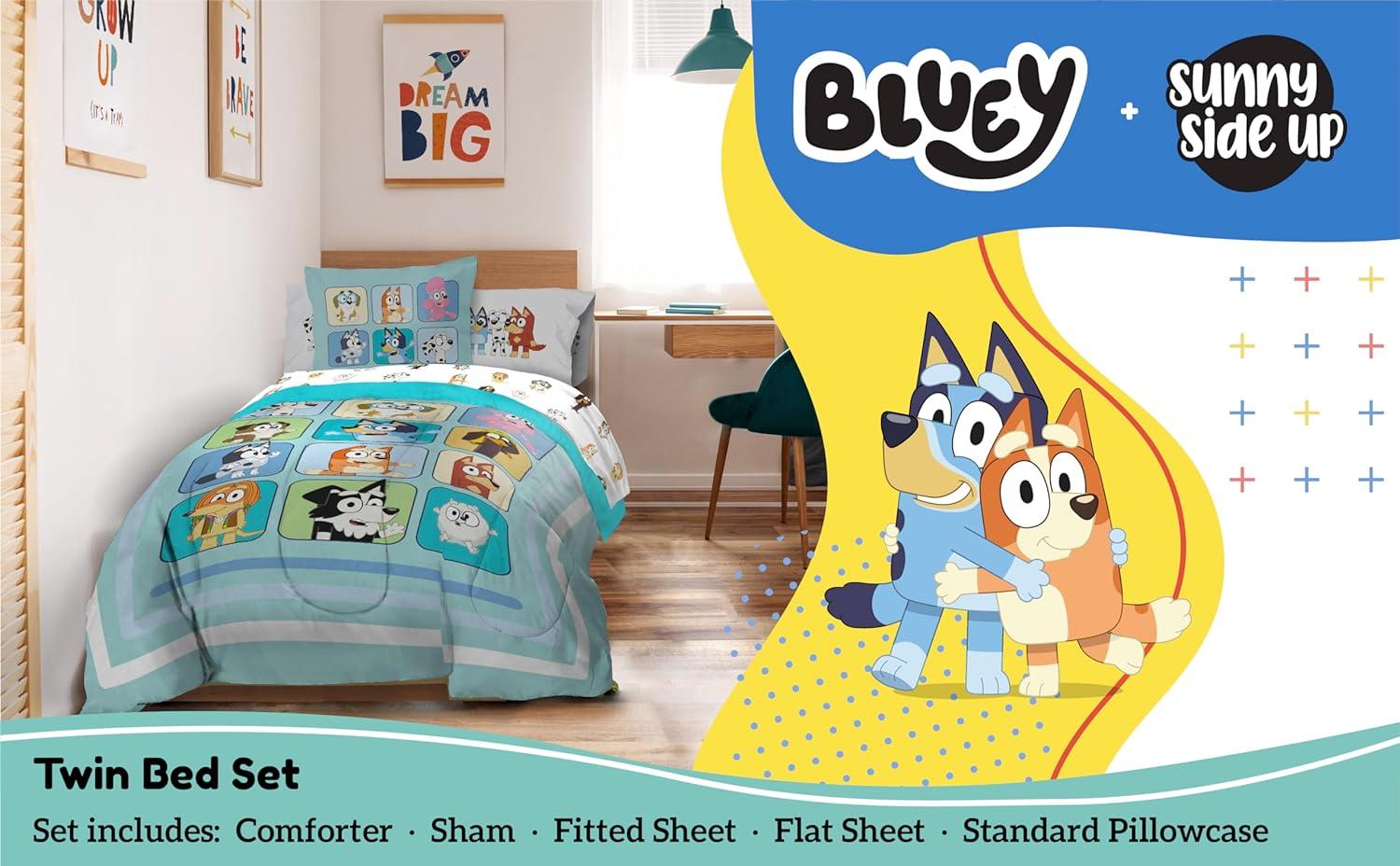 imageSunny Side Up Bluey amp Friends Toddler Comforter Set 4 Piece Preschool Bedding Includes Comforter Sheets amp Pillow Cover Super Soft Microfiber Bed SetMulti Bluey