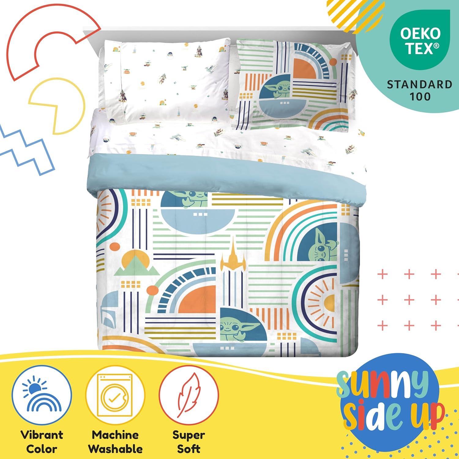 imageSunny Side Up Bluey amp Friends Toddler Comforter Set 4 Piece Preschool Bedding Includes Comforter Sheets amp Pillow Cover Super Soft Microfiber Bed SetMulti the Mandalorian