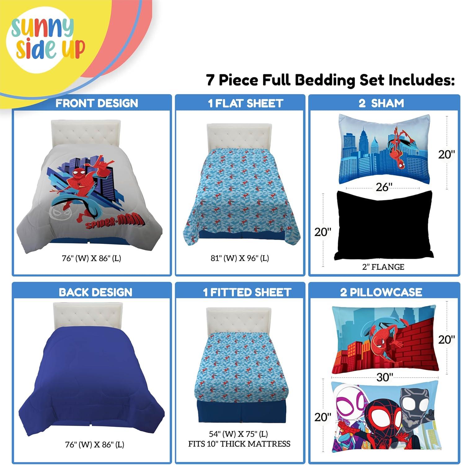 imageSunny Side Up Bluey amp Friends Toddler Comforter Set 4 Piece Preschool Bedding Includes Comforter Sheets amp Pillow Cover Super Soft Microfiber Bed SetGray Spiderman