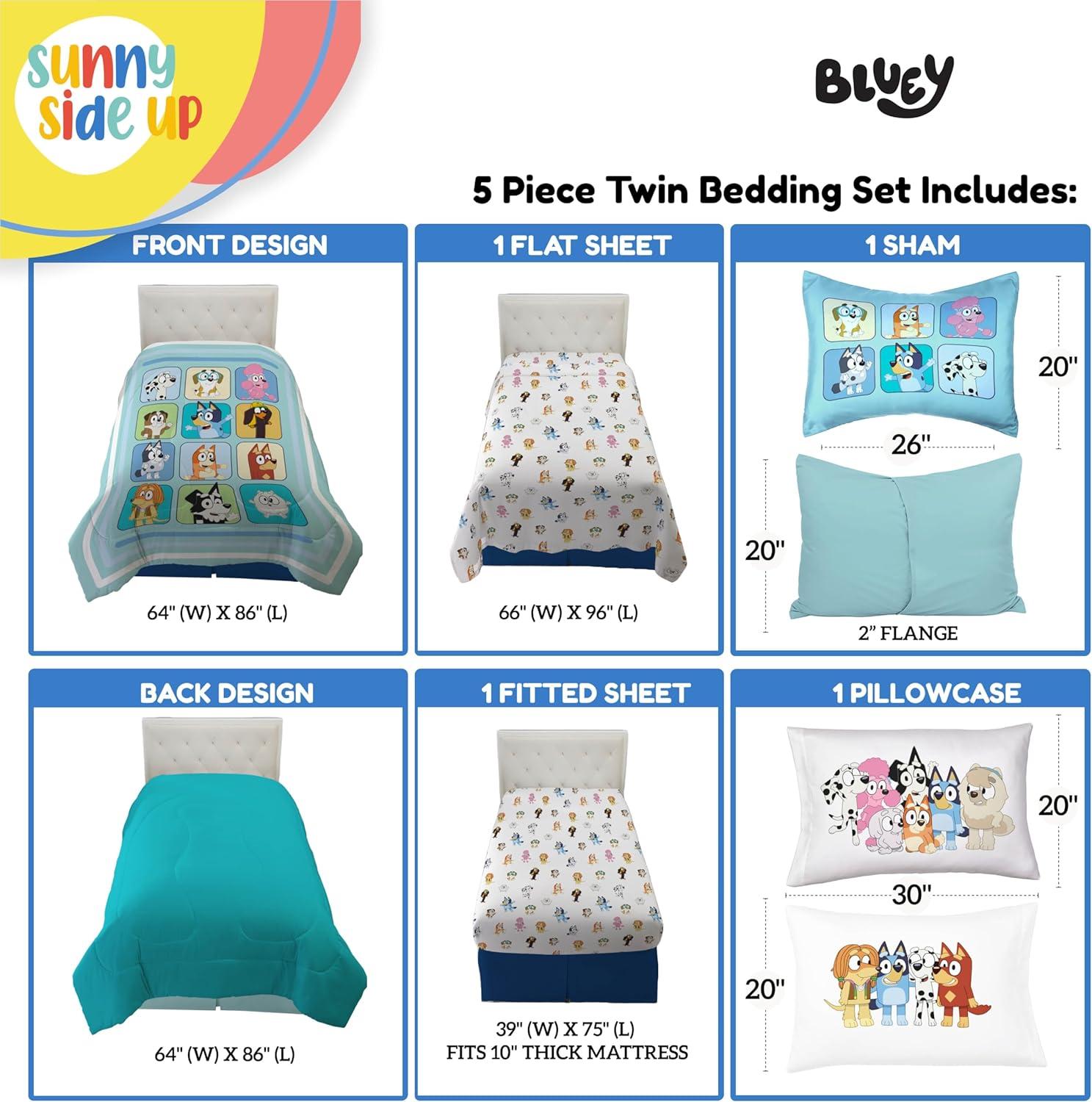 imageSunny Side Up Bluey amp Friends Toddler Comforter Set 4 Piece Preschool Bedding Includes Comforter Sheets amp Pillow Cover Super Soft Microfiber Bed SetMulti Bluey