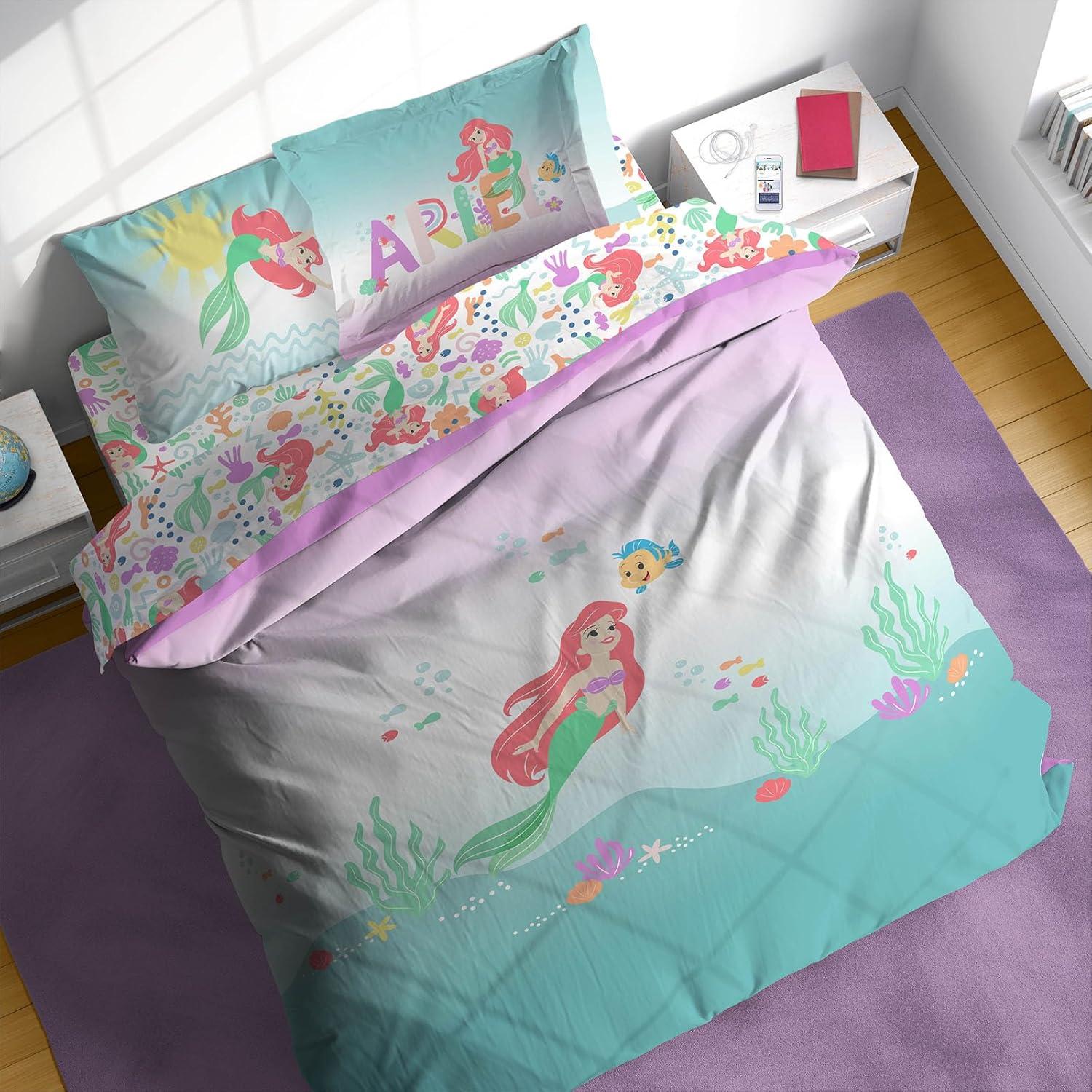 imageSunny Side Up Bluey amp Friends Toddler Comforter Set 4 Piece Preschool Bedding Includes Comforter Sheets amp Pillow Cover Super Soft Microfiber Bed SetMulti Little Mermaid