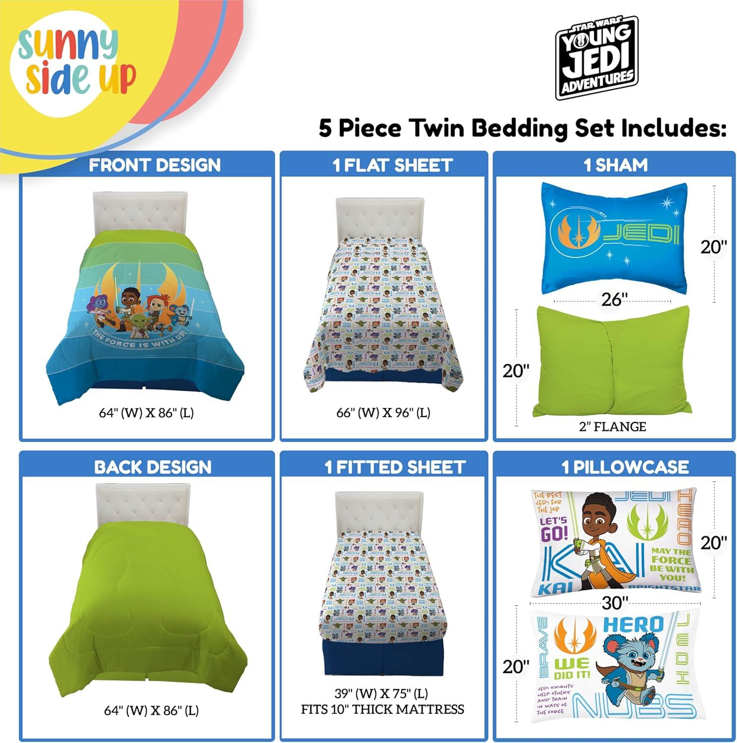 imageSunny Side Up Bluey amp Friends Toddler Comforter Set 4 Piece Preschool Bedding Includes Comforter Sheets amp Pillow Cover Super Soft Microfiber Bed SetMulti Young Jedi