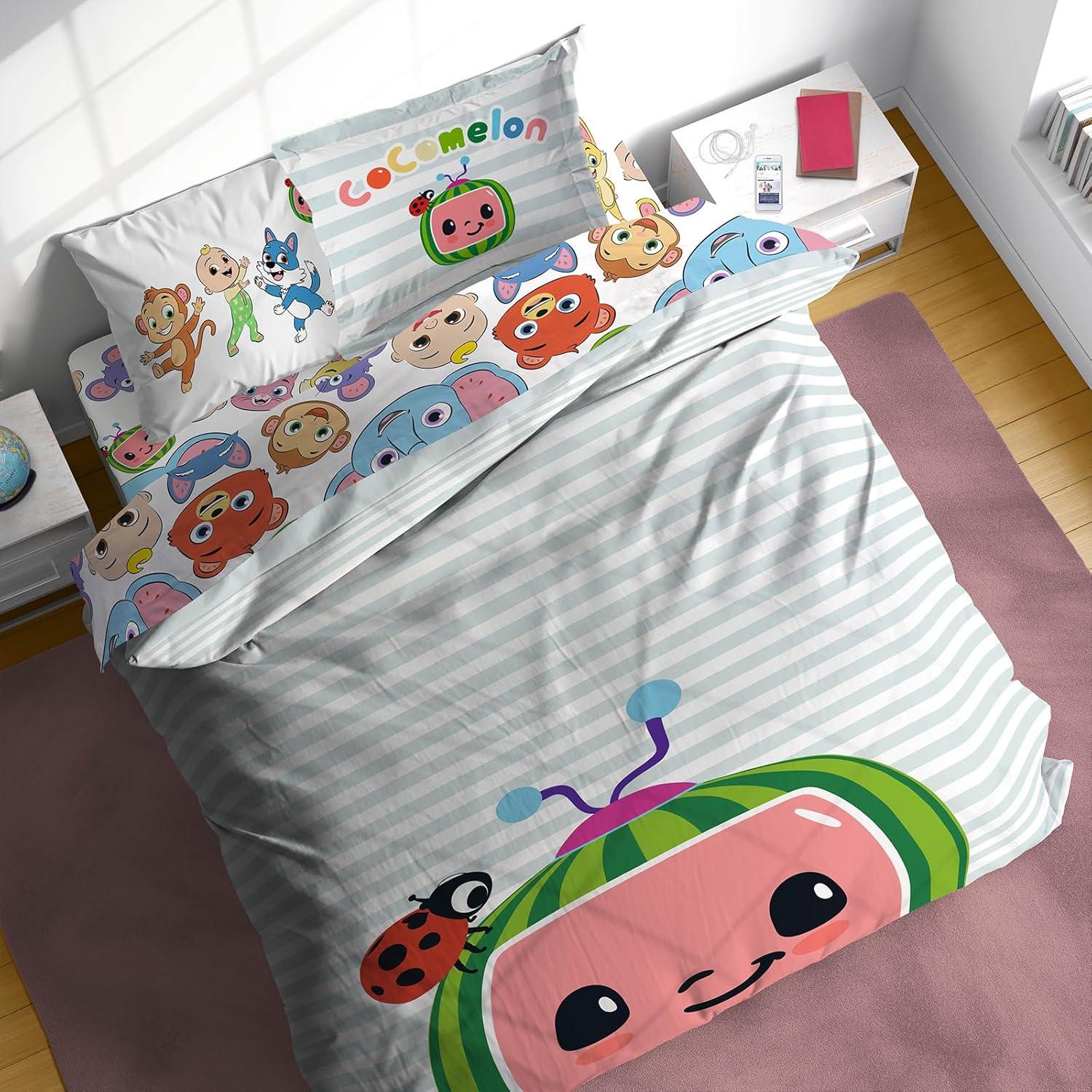 imageSunny Side Up Bluey amp Friends Toddler Comforter Set 4 Piece Preschool Bedding Includes Comforter Sheets amp Pillow Cover Super Soft Microfiber Bed SetTeal Cocomelon