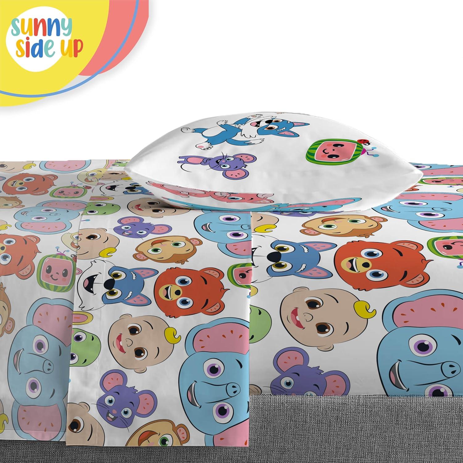 imageSunny Side Up Bluey amp Friends Toddler Comforter Set 4 Piece Preschool Bedding Includes Comforter Sheets amp Pillow Cover Super Soft Microfiber Bed SetTeal Cocomelon