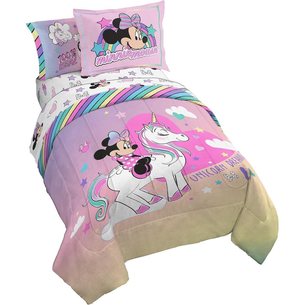 imageJay Franco Bluey amp Bingo 5 Piece Twin Size Bed Set  Includes Comforter amp Sheet Set  Super Soft Kids Bedding Fade Resistant Microfiber Official Bluey ProductPink  Minnie Mouse