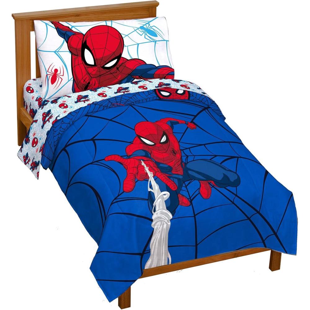imageJay Franco Bluey amp Bingo 5 Piece Twin Size Bed Set  Includes Comforter amp Sheet Set  Super Soft Kids Bedding Fade Resistant Microfiber Official Bluey ProductMulti  Spiderman