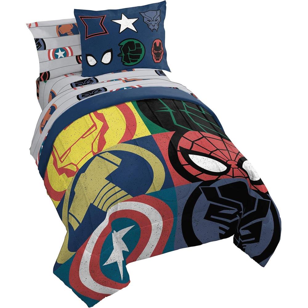 imageJay Franco Bluey amp Bingo 5 Piece Twin Size Bed Set  Includes Comforter amp Sheet Set  Super Soft Kids Bedding Fade Resistant Microfiber Official Bluey ProductBlack  Multi  Marvel