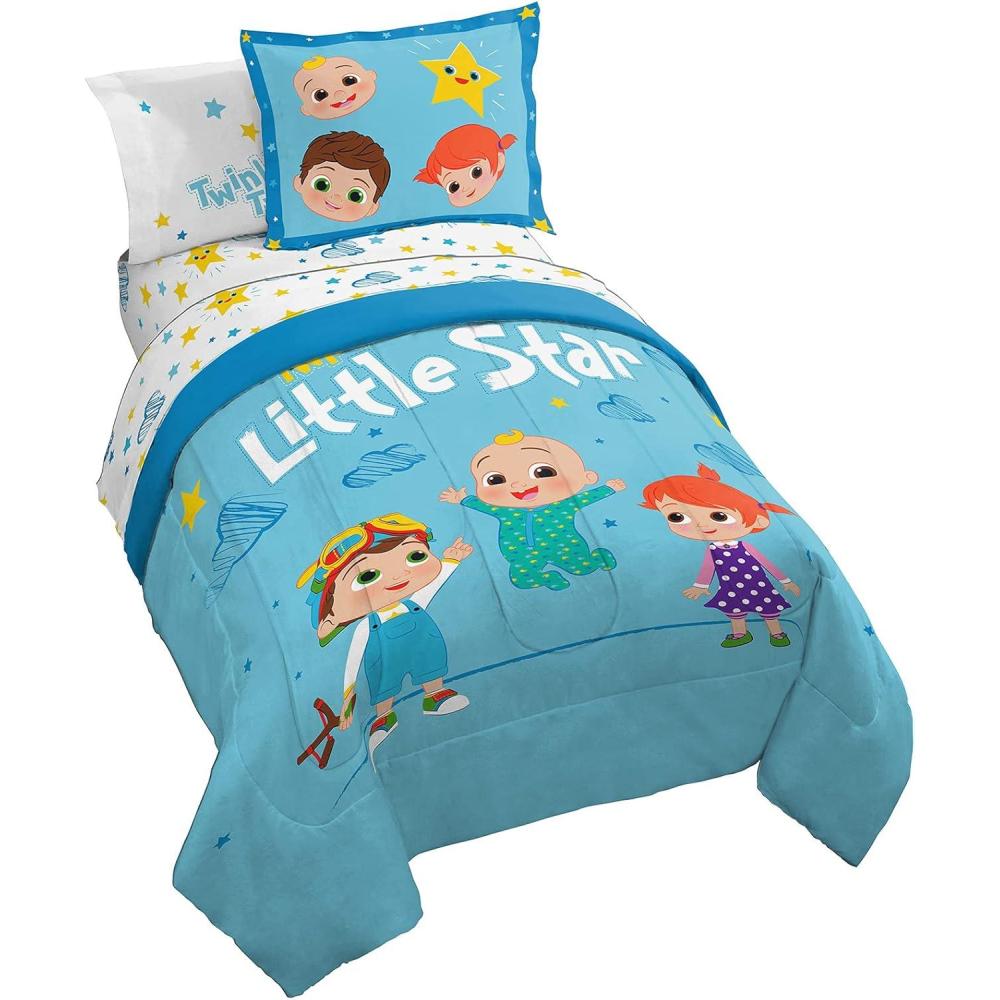 imageJay Franco Bluey amp Bingo 5 Piece Twin Size Bed Set  Includes Comforter amp Sheet Set  Super Soft Kids Bedding Fade Resistant Microfiber Official Bluey ProductBlue  Cocomelon