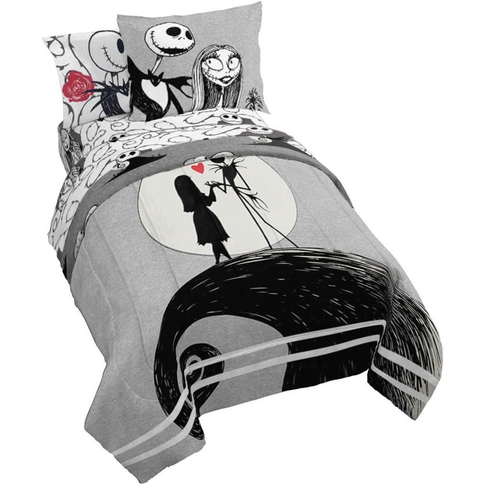 imageJay Franco Bluey amp Bingo 5 Piece Twin Size Bed Set  Includes Comforter amp Sheet Set  Super Soft Kids Bedding Fade Resistant Microfiber Official Bluey ProductGray  Nightmare Before Christmas