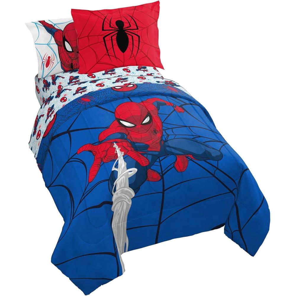 imageJay Franco Bluey amp Bingo 5 Piece Twin Size Bed Set Includes Comforter amp Sheet Set Super Soft Kids Bedding Fade Resistant Microfiber Official Bluey ProductBlue Spiderman
