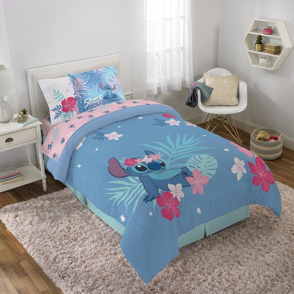 imageJay Franco Bluey amp Bingo Twin Comforter Set 5 Piece Bed Set Includes Sheet Set amp Pillow Covers Super Soft Clouds amp Stars Kids BeddingBlue Lilo Stitch