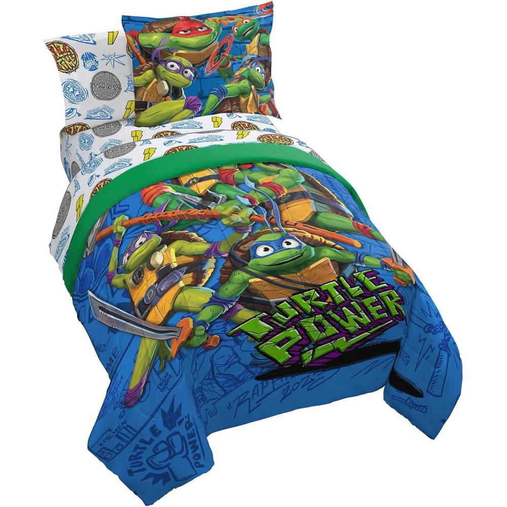 imageJay Franco Bluey amp Bingo Twin Comforter Set  5 Piece Bed Set Includes Sheet Set amp Pillow Covers  Super Soft Clouds amp Stars Kids BeddingMulti  Tmnt