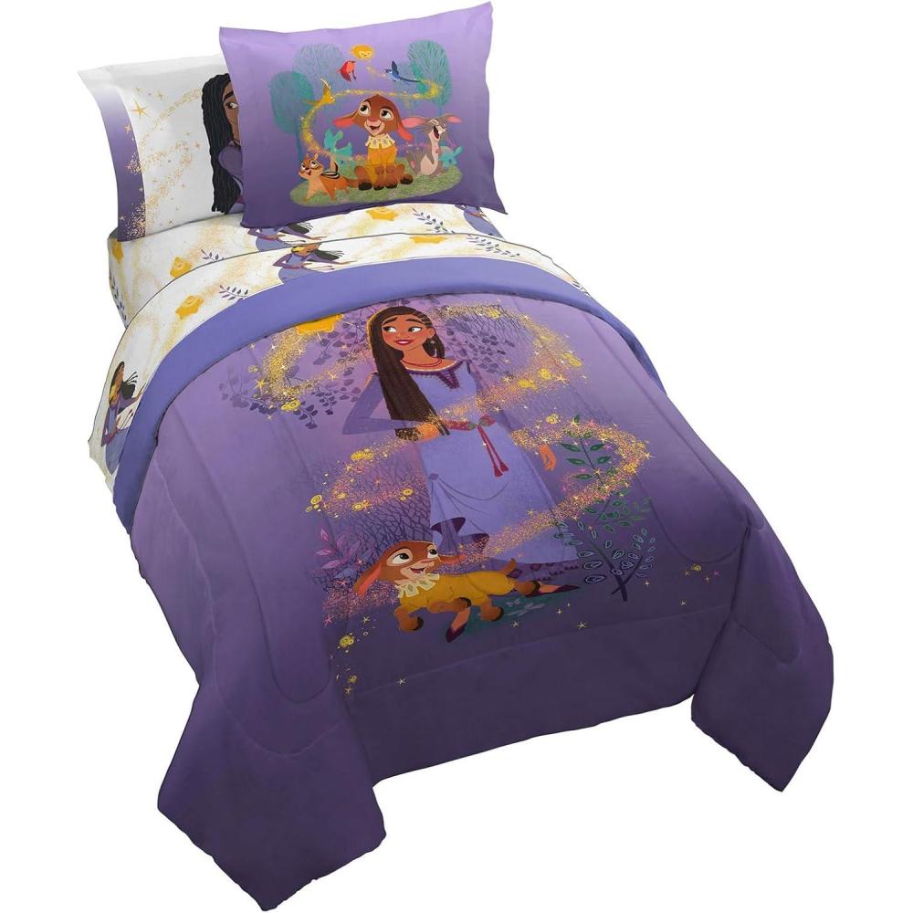 imageJay Franco Bluey amp Bingo Twin Comforter Set 5 Piece Bed Set Includes Sheet Set amp Pillow Covers Super Soft Clouds amp Stars Kids BeddingPurple Wish
