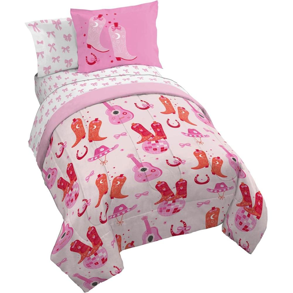 imageJay Franco Kids Comforter Set Includes Sheets and Pillow Covers  Soft and Cozy Bed Set for Stylish Room Decor Blue  Bluey 5 Piece Twin Size BeddingPink  Cowgirl