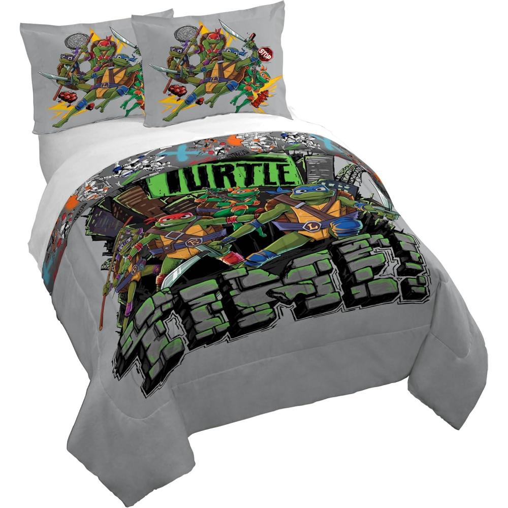 imageJay Franco Kids Duvet Cover Set  3 Piece Super Soft Bedding with Sham Pillowcase Cover ONLY Comforter Not Included Multi  Bluey QueenGrey  Teenage Mutant Ninja Turtles