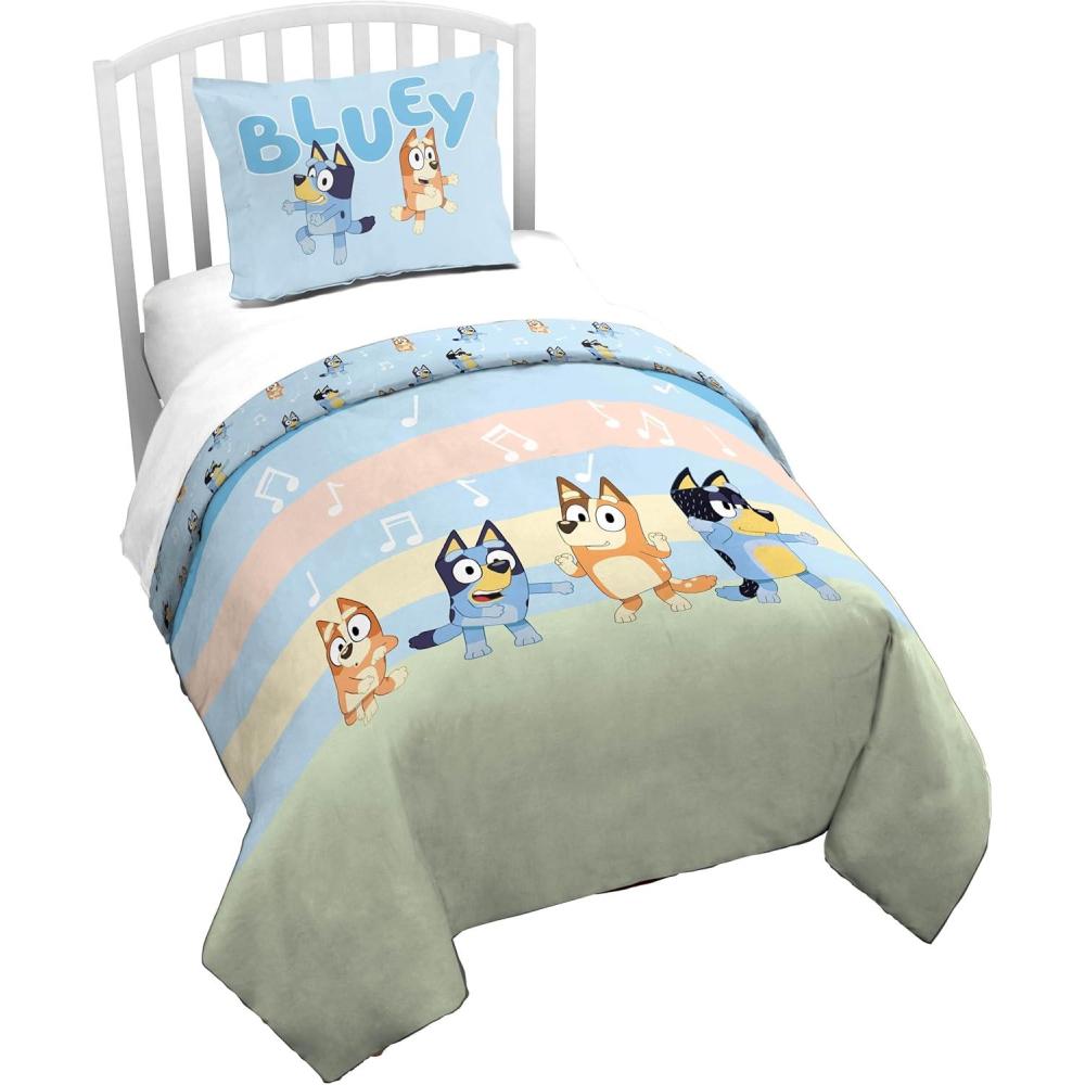 imageJay Franco Kids Duvet Cover Set  3 Piece Super Soft Bedding with Sham Pillowcase Cover ONLY Comforter Not Included Multi  Bluey QueenMulti  Bluey