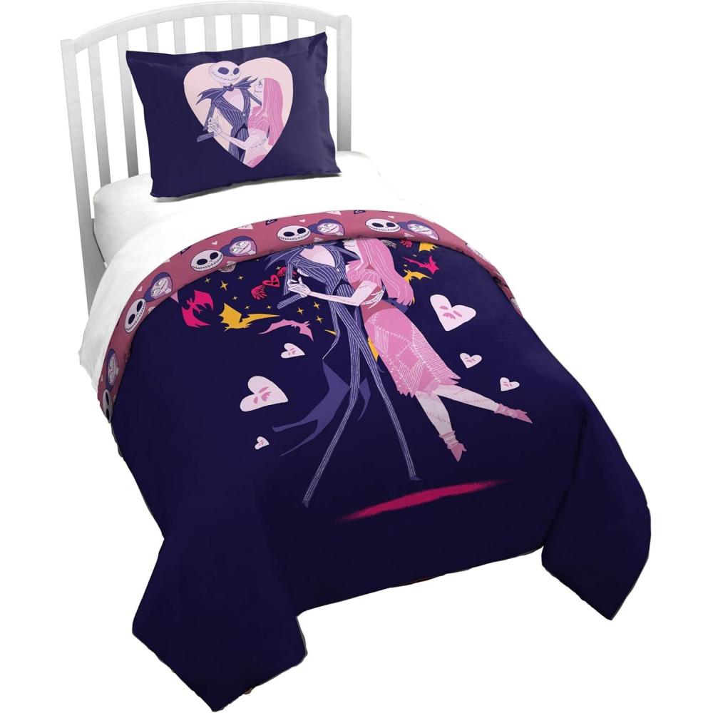 imageJay Franco Kids Duvet Cover Set  3 Piece Super Soft Bedding with Sham Pillowcase Cover ONLY Comforter Not Included Multi  Bluey QueenPurple  Nightmare Before Christmas