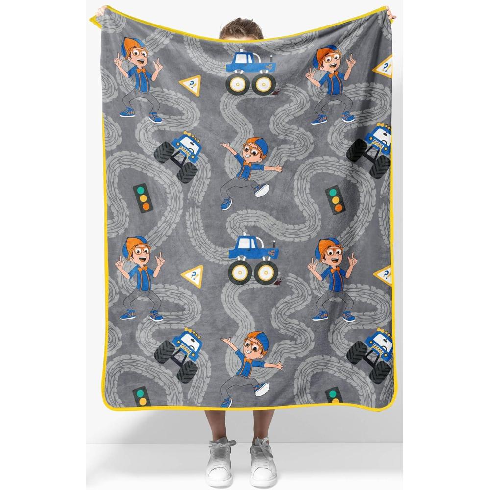 imageJay Franco Kids Plush Throw Blanket  Soft amp Comfy Throw for Couch or Bed  Cozy Home Dcor for Living Room amp Bedroom Blue  Bluey 40x50  Travel BlanketGray  Blippi