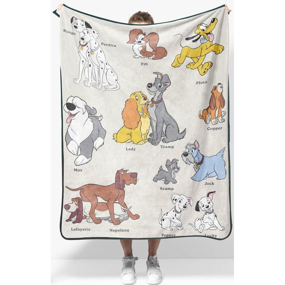 imageJay Franco Kids Plush Throw Blanket Soft amp Comfy Throw for Couch or Bed Cozy Home Dcor for Living Room amp Bedroom Blue Bluey 40x50 Travel BlanketBeige Disney Dogs