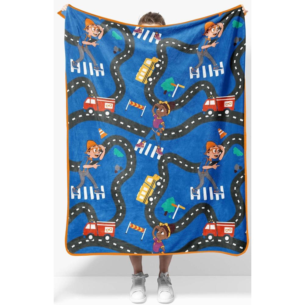 imageJay Franco Kids Plush Throw Blanket Soft amp Comfy Throw for Couch or Bed Cozy Home Dcor for Living Room amp Bedroom Blue Bluey 40x50 Travel BlanketBlue Blippi